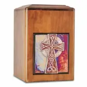 Large/Adult 289 Cubic Inch Raku Wood Cross Funeral Cremation Urn for Ashes