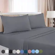 Soft Single/Double/Queen/King 4 Piece Bed Sheet Set,Flat,Fitted,Pillowcases