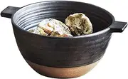 Soup Bowls with Handles Noodle Ramen Curry Bowl,Ceramic Bowl,Ramen Bowl Ceramic,Pho Bowls Large,Udon Noodle Bowl,Soup Bowl Microwave Safe-black-18x15x7cm,700ml(Color:Black)