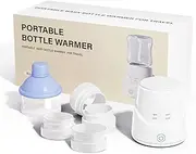 Portable Baby Milk Bottle Warmer Wirel Milk Heater 4 Levels Adjustable Temperature Built-in Battery with 39mm/50mm/5 m/60mm Adapters for Travel Use White One Size