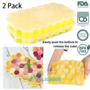 2Pcs/Set Ice Cube Tray Honeycomb Shape Silicone Ice Cube Mold With Lid Storage