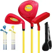 Golf Clubs Set Training, Boy Girl Beginner's Golf Wood, Iron, Putter with Golf Clubs Bag for Kids Outdoor Sports