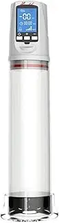 Electric Penis Vacuum Pump, Rechargeable Male Masturbator Penis Enlargement Pump, LCD Penile Trainer Aircraft Cup for Mens Sex Pleasure(White)