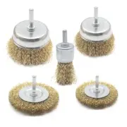 5 Pcs Brass Wire Brush Kit for Drill Used to Clean Rust Flakes Abrasive Drill