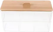 TIDTALEO Bamboo Lid Cotton Swab Box Cosmetics Pad Storage Container Holder Organizing Box