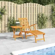 Outdoor Deck Chair with Footrest and Table Solid Wood Acacia vidaXL