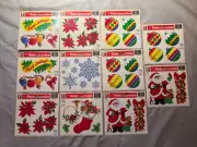 Vintage Lot of 11 NOS Christmas Static Window Cling Decorations 1990s NEW