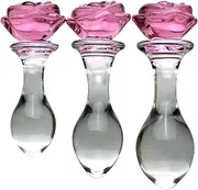 3 Piece Large Glass Anal Plug Set, Crystal Anal Beads Glass Plug Butt Plug Anal Toys for Men and Women