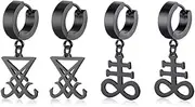 [VNOX] Satanic Jewerly 1-2 Pairs Church of Satan Seal of Lucifer Dangle Hinged Earrings for Men Women Teen
