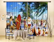 3D Beach Surfboard Tree A21 Blockout Photo Curtain Fabric Window Kevin Walsh Amy