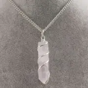 OBELISK Pendant in Rose Quartz Necklace LOVE Chakra MINERALS Zen Feng Shui A+