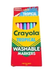 Vintage 1992 Crayola Tropical Washable Markers 8 Count Thin Line Blue Lagoon