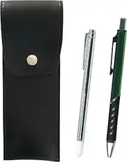 BRSB-701S-SI2067BP-G Round Button Japanese Pen Case Black Metal Indicator Bar and Metal Color Ballpoint Pen Green