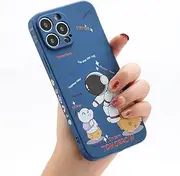 for iPhone 13 mini Cute Case, Cool Cartoon Space Astronaut Planet Moon Design Stylish Soft TPU Bumper Shockproof Anti-Slip Protector Fashion Case (iPhone 13 mini, Blue Puppy)