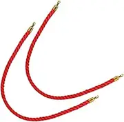HEALSOPTHY 2pcs Queue Barrier Rope with Hooks Red Velour Stanchions Ropes for Crowd Control Hooks for Events and Hotels
