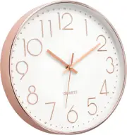 Foxtop Modern Wall Clock 12 Inch Non-Ticking Silent 12 Inch, Rose Gold