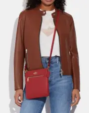 Coach CE871 Mini Rowan-1941 Red-Leather-File Crossbody Bag-Goldtone Hardware-NWT