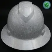 FULL BRIM Hard Hat custom hydro dipped , NEW WHITE HEX CARBON FIBER HOT