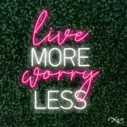 NEW "LIVE MORE WORRY LESS" 30x24 LED FLEX WALL SIGN COLOR OPTIONS & REMOTE LF173