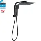 KYLINS Matt Black Twin Set 12" Large Shower Head 3-Mode Rose Gooseneck Arm Mixer
