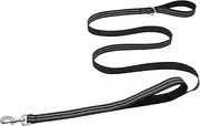 Hikiko 6 FT Heavy Duty Dog Leash with 2 Padded Handles Reflective Nylon Double Handle Dog Leash, Black