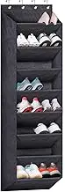 SLEEPING LAMB Over The Door Shoe Organizer for Closet with Large Deep Pockets, Narrow Shoe Rack for Door Hanging Boots Storage, Black