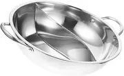 iplusmile Stainless Steel Hot Pot with Divider Double Handle Induction Cooker Pot Versatile Kitchen Hot Pot for Two Flavors for Family Gatherings