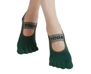 Women's Full Toe Grip Non-Slip for Ballet, Yoga, Pilates, Barre Toe Socks -Green - Green