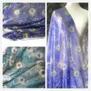 Peacock Feather Mesh Fabric Shiny for Dress Skirt Curtain Sheer Ethic Retro DIY