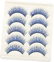 Happyyami 5Pairs Colored False Lashes with Rhinestones Dramatic Lashes for Stage Performance Easy Application Comfortable Wear for Use for Makeup Artists