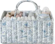 Floral Diaper Caddy Organizer, Stylish Nursery Storage Basket, Gift for Baby Sho
