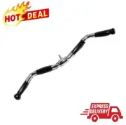 Deluxe 28" Curl Bar Cable Attachment with Rubber Handgrips for Home Gym