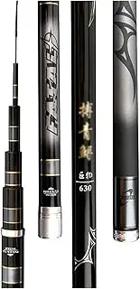 Fishing Rod Carbon Fishing Pole Metal Ring Comfortable HandleTelescopic Carp Feeder Fishing Gear (Color : Black, Size : 6.6m)