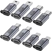 Jadebones USB C/Lightning to Micro USB Adapter, Type C/Micro USB Female to Lightning Male Converter, Micro USB/Lighting to USB C Extender, USB C/Micro USB to Mini USB Connector (8 Pack)