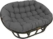Oversized Double Cushion, Waterproof Rattan Swing Chair Pillow, Extra Large Outdoor Egg Chair Cushion with Ties, Dark Gray, 170cm x 120cm KeYJ