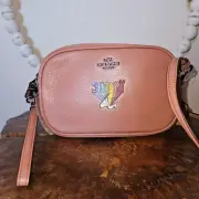 COACH Snoopy Rainbow Leather Mini Sling Crossbody Bag Pink Salmon NWT