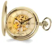 Charles Hubert Gold-Finish Brass Skeleton Pocket Watch
