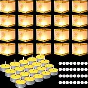 Cunno 72 Pcs Square Water Floating Lanterns Set Wooden Paper Lanterns Hummingbird Pattern Chinese Wishing Lights with Tea Candles and Adhesive Pads for Praying Pool Blessing Wedding(Sun Style)