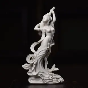 陶瓷女神德化白瓷敦煌飛天仙女陶瓷藝術裝飾擺件 吉慶琵琶