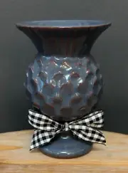 MacKenzie-Childs Ceramic Mini Thistle Vase with Gingham Bow - Brand New!