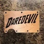 Wood Wallet Minimalist Laser Engraved with Daredevil