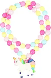 [Yardenfun] Girls Unicorn Necklace Bracelet Set Bead Plastic Jewelry Toddler Dress up Kit 2pcs
