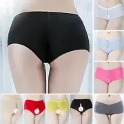 Female Panties Womens Leisure Breathable Brief Glossy Open Crotch Panties