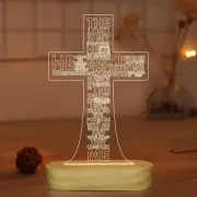 Jesus Cross 3D Night Light Desk Table Lamps,Warm Colors LED Wooden Lighting for