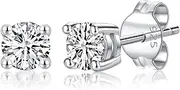 [LUCKMORA] 925 Sterling Silver Cubic Zirconia Earrings Studs for Men Hypoallergenic Nickel Free Earrings for Women Princess Round Cut