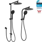 KYLINS Black Dual Shower Rain Head 3 Modes Handheld Sliding Rail Gooseneck Arm