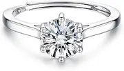 [Kakonia] 925 Silver Engagement Rings for Womens Simulated,Eternity,Promise Solitaire, Wedding,Cubic Zirconia,Adjustable,Bride,Round,Square,Diamond Rings for Womens