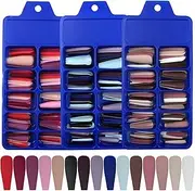 LoveOurHome 300pc Christmas Coffin Press on Nails Long Fake Nails, Matte Press on Nails Medium Length Ballerina False Nail Full Cover Acrylic Nails Press on Artificial Fingernail for Women Girls