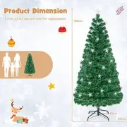 Pre-Lit 1.5M/1.8M Christmas Tree with 8 Modes & Star Lights, PVC Fireproof