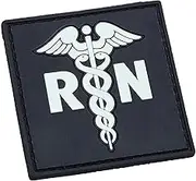 LEGEEON Tactical Medic Caduceus Registered Nurse RN Medical PVC Rubber Patch (Black/White) Compatible with Velcro - Patches for Clothes, Tactical Gear, Plate Carrier, Airsoft Vest,and Patches for Hat